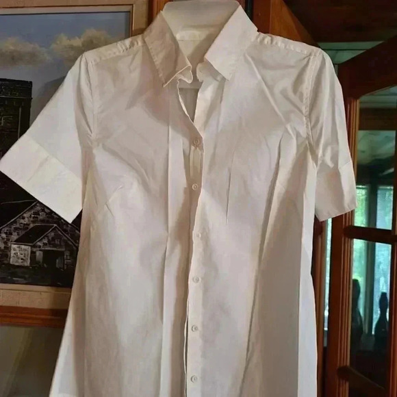 2 Crisp New White SS Summer  Blouses by George in XS NWOT - Picture 5 of 8
